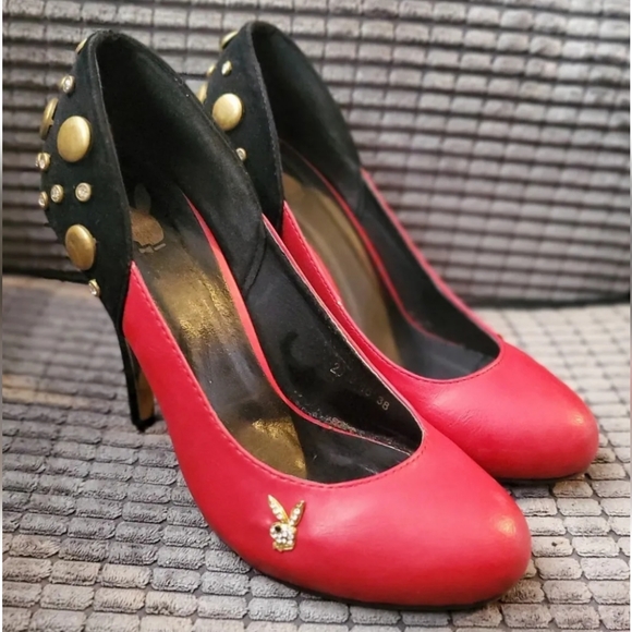 Vintage Playboy Red Stiletto High Heels 5 uk 38 eu - Picture 2 of 10